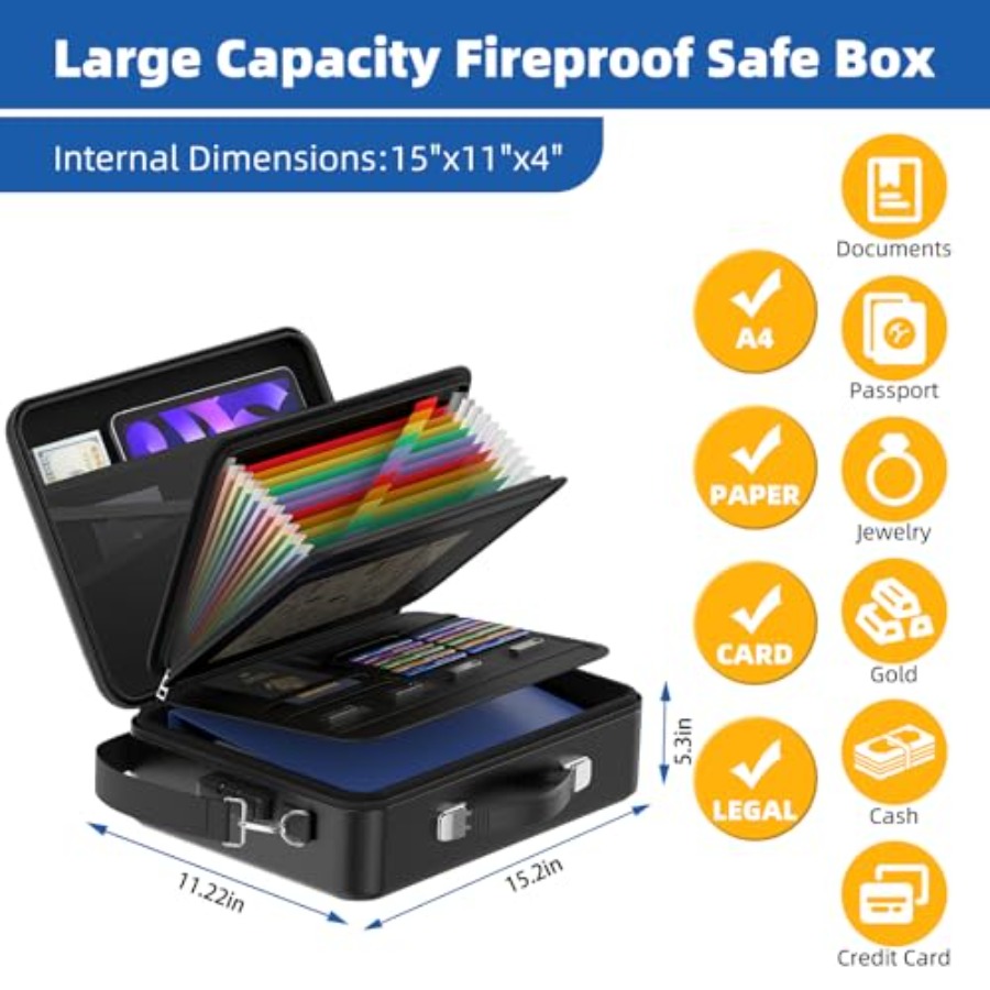 Fireproof Document Box with Lo - Fire Safe Document 리뷰 및 가격