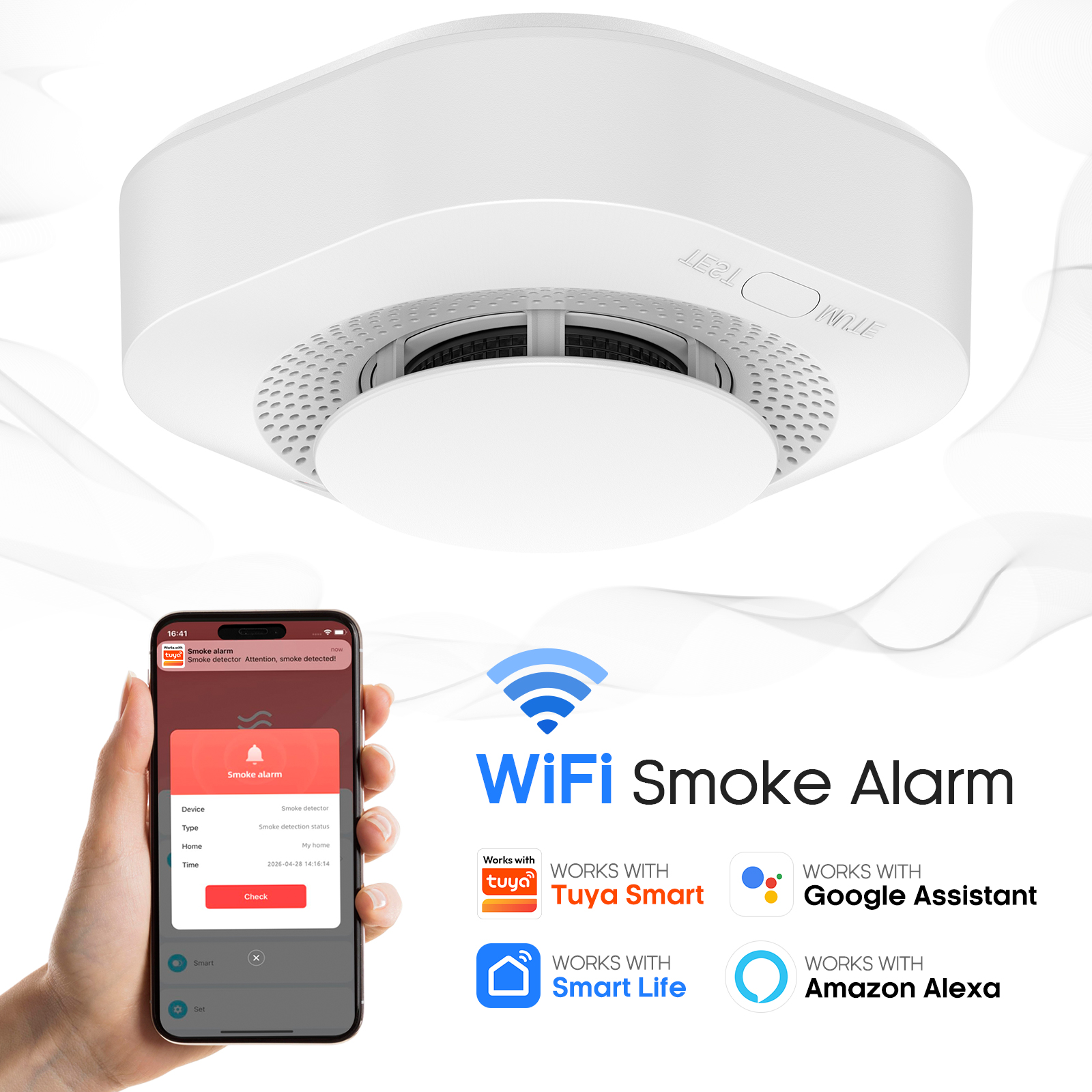 Tuya WiFi Smoke Detector 90dB  - Smoke Detector Interconnected 리뷰 및 가격