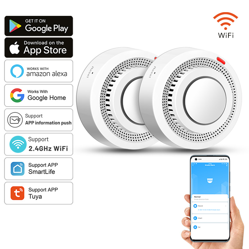 2 Pack Tuya Smart WiFi Smoke D - Smoke Detector Interconnected 리뷰 및 가격